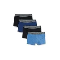athena - lot de 4 boxers homme ecopack - boxers coton stretch extensible - label oeko-tex® - coupe ergonomique, doublure avant, confort et maintien - bleu-noir-bleu chiné-noir, 5 (xl)
