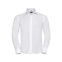 russell - chemise à manches longues sans repassage - homme (2xl) (blanc)