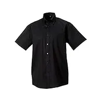chemise à manches courtes sans repassage russell collection pour homme (tour de cou 46cm) (noir)