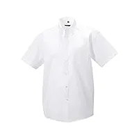chemise à manches courtes sans repassage russell collection pour homme (tour de cou 48cm) (blanc)