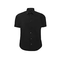 chemise à manches courtes russell collection pour homme (s) (noir)