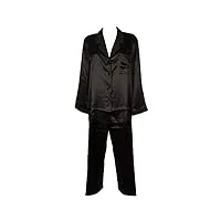 parah pyjamas femme manches longues avec boutons pure soie item r236, 0148 nero - black, taglia 48