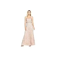 adrianna papell women's long beaded blouson gown, taupe/pink, 6