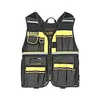 stanley fmst1-71181 veste porte-outils gamme fatmax - nombreuses poches - bretelles ajustables - bandes réfléchissantes -doublure en maille, xl, jaune/noir
