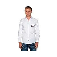 ugholin - chemise casual – slim fit – unie – coton - col chemise classique – blanche - union jack - homme - s - blanche