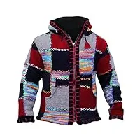 shopoholic fashion veste hippie en laine polaire patchwork pour homme, m