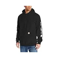 carhartt sweatshirt à capuche avec fermeture éclair logo sur la manche - noir - xl
