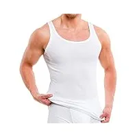 hermko 3000 lot de 5 débardeur homme maillot de corps, muscle tank top en 100% coton biologique fine côte (lisse), taille:8 (xxxxl), couleur:blanc