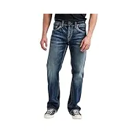 silver jeans jean coupe droite zac, indigo moyen, 28 w/30 l homme