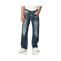 silver jeans zac jean droit pour homme coupe décontractée - bleu - 28 w/36 l