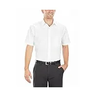 van heusen chemise habillée à manches courtes en popeline coupe régulière unie, blanc, 39,37 cm cou homme