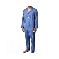 majestic ensemble pyjama à manches longues en coton pour homme bleu taille xl