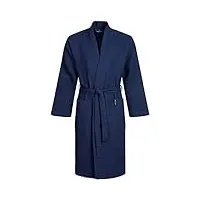 morgenstern robe de chambre homme coton Été lux gaufré piqué peignoir de bain waffle léger japon kimono bleu foncé xl extra large taille 56 58