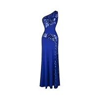 angel-fashions robe de soirée asymétrique pour femme, bleu, l
