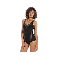 balsamik - maillot de bain élégant, effet amincissant - femme, bicolore noir/imprimé taupe, 50