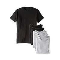 hanes ultimate men's 6-pack crew t-shirt, black/grey, x-large