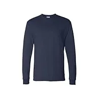 hanes lot de 4 t-shirts comfortsoft l/s à manches longues pour homme, bleu marine, 3xl
