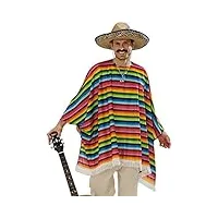 widmann 9543 x ? adultes costume mexicaner ? poncho et sombrero, multicolore, taille unique
