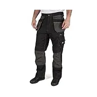 lee cooper workwear lcpnt224 pantalon cargo pour homme avec poches multiples, porte-revolver contrastant, poches pour genouillères et chargement par le haut, schwarz, 38w/33l