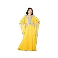 palasfashion taille plus tuniques et kaftans maxi robe pour femme kkpf17117 - jaune -