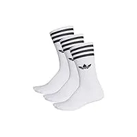 adidas solid crew sock chaussettes mixte adulte - lot de 3 - blanc (white/black) - 31-34 eu