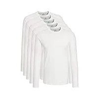 lower east chemise à manches longues et col rond en 100 % coton, hommes, blanc (lot de 5), xl