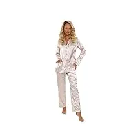 forex lingerie - pyjama élégant en satin pour la maison, style classique - blanc - medium