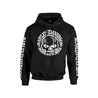 harley-davidson men's sweatshirt willie g skull h-d pullover black 30296648