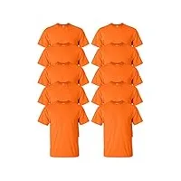 gildan g200 lot de 10 t-shirts en coton pour homme orange 45 ml