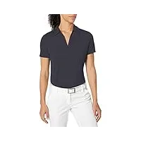 callaway women's golf short sleeve tonal stripe polo shirt, black, large
