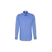 chemise business homme seidensticker - coupe ajustée - sans repassage - col kent - manches longues - 100 % coton ,blau (mittelblau 14) ,43