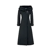 gothicana by emp femme manteau long en laine noir avec grande capuche l