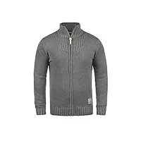 solid poul cardigan gilet veste en grosse maille pour homme avec col droit. taille:m. couleur:grey melange (8236)