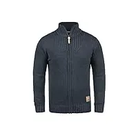 solid poul cardigan gilet veste en grosse maille pour homme avec col droit. taille:m. couleur:insignia blue melange (8991)