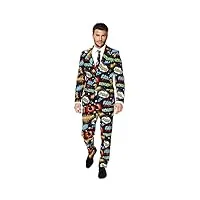 opposuits crazy prom suits for men – badaboom – comes with jacket, pants and tie in funny designs costume d39homme, noir, 42 homme