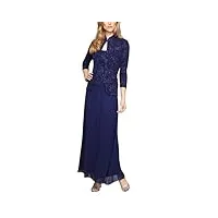 alex evenings robe longue en jacquard veste col mandarin (petite régulière) occasion spéciale, bleu électrique, 44 femme