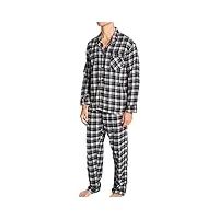 hanes - pyjama en flanelle à manches longues pour homme, carreaux gris et noirs, xl