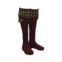 walker & hawkes - chaussettes de chasse - homme - à carreaux/garters assortis - fougère/rouge brique - xl