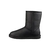 ugg female classic short leather classic boot, black, 4 (uk),37(eu)