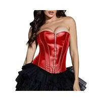 miss moly superbe corset mesdames regarde en cuir noir par la lingerie et g-string, rouge (zip), 2xl/fr46~48(bust104~111 wais87~93)