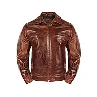 noble house veste de moto pour homme en cuir de taureau du paraguay marron, marron, xxl