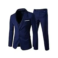 cloud style costume trois-pièces veste gilet pantalon affaires mariage, bleu marine, xl