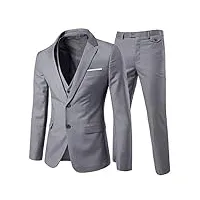 cloud style costume trois-pièces veste gilet pantalon affaires mariage, gris clair, l