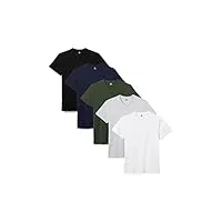 lower east t-shirt avec col en v, hommes, blanc/noir/gris/bleu/vert (lot de 5), s