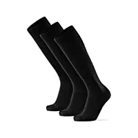 danish endurance chaussettes de contention coton bio 14-18 mmhg, circulation sanguine optimale, homme femme, noir - 3 paires, 39-42