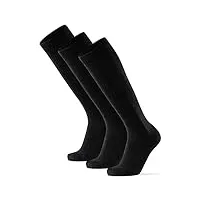 danish endurance chaussettes de contention coton bio 14-18 mmhg, circulation sanguine optimale, homme femme, noir - 3 paires, 35-38