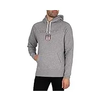 gant shield hoodie sweat-shirt de sport à capuche, grey melange, s homme