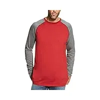 ariat - chemise en tricot de travail de baseball hommes, small, red/dk grey
