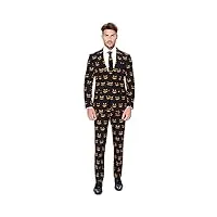 opposuits halloween suit for men in creepy stylish print – black-o jack-o – full set: includes jacket, pants and tie costume d39homme, noir, 48 homme