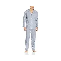 fruit of the loom men's big and tall printed broadcloth pajama set, blue, small